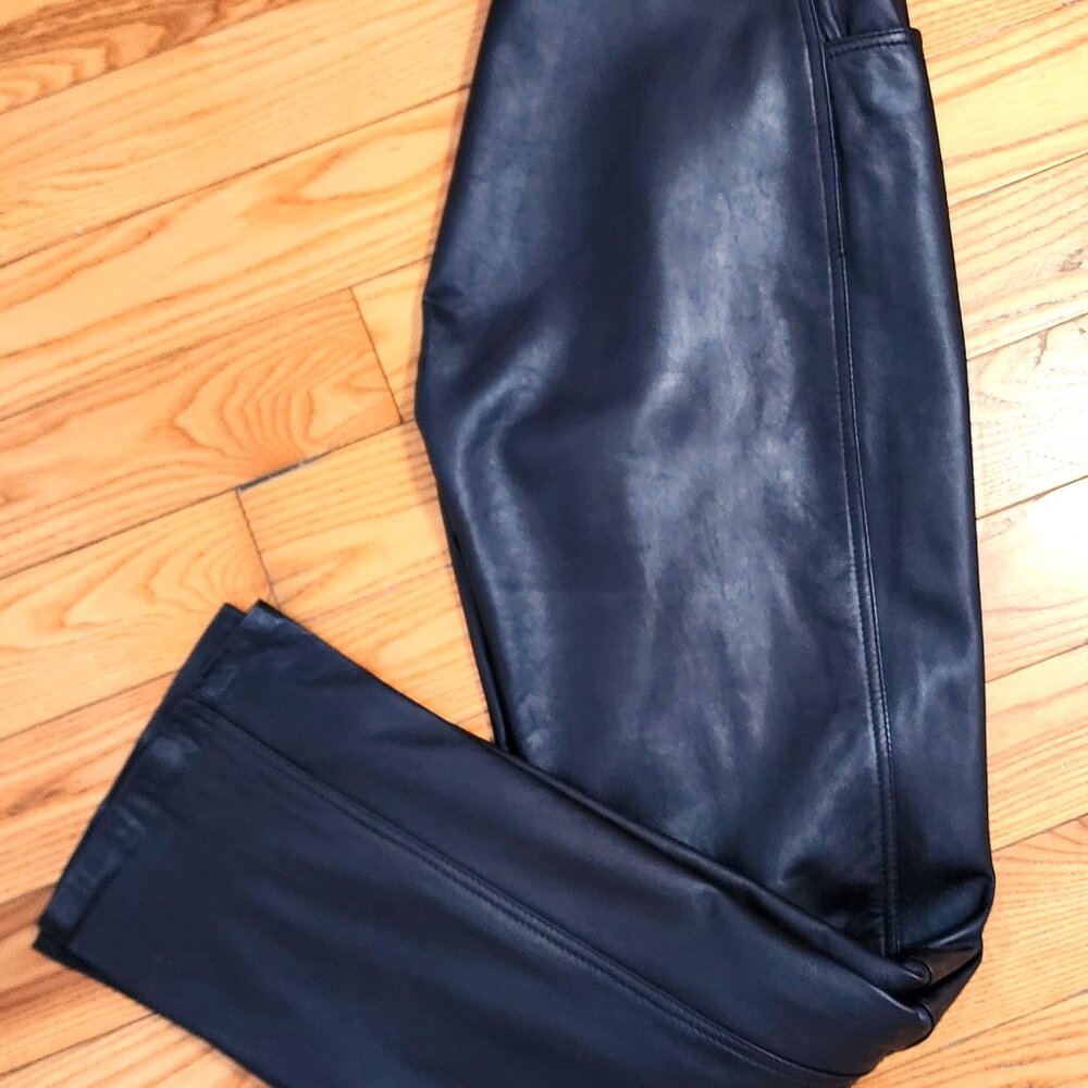 Bianca Nygard Women's Chocolate Brown High Waisted Leather Pants Size 8 - Picture 6 of 8